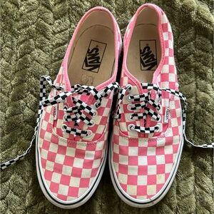 Checkered pink vans